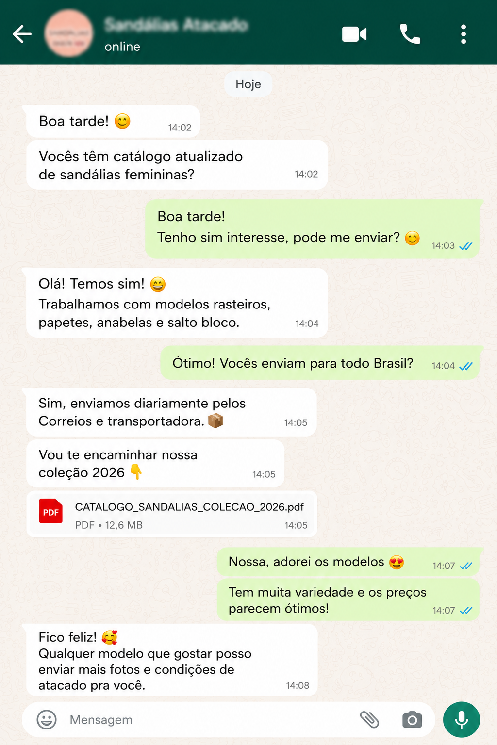 WhatsApp fornecedor de sandálias