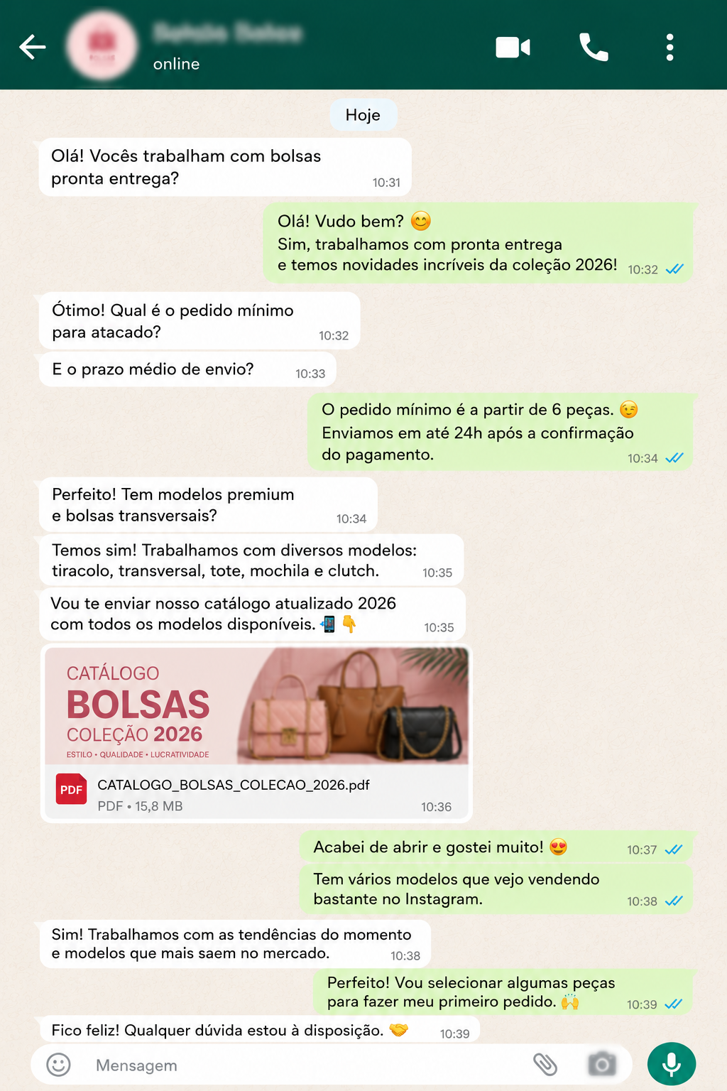 WhatsApp fornecedor de bolsas